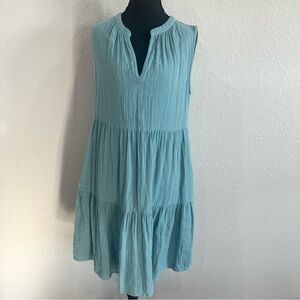 Sundry For Evereve Teal Sleeveless Tiered Mini Dress Size 1